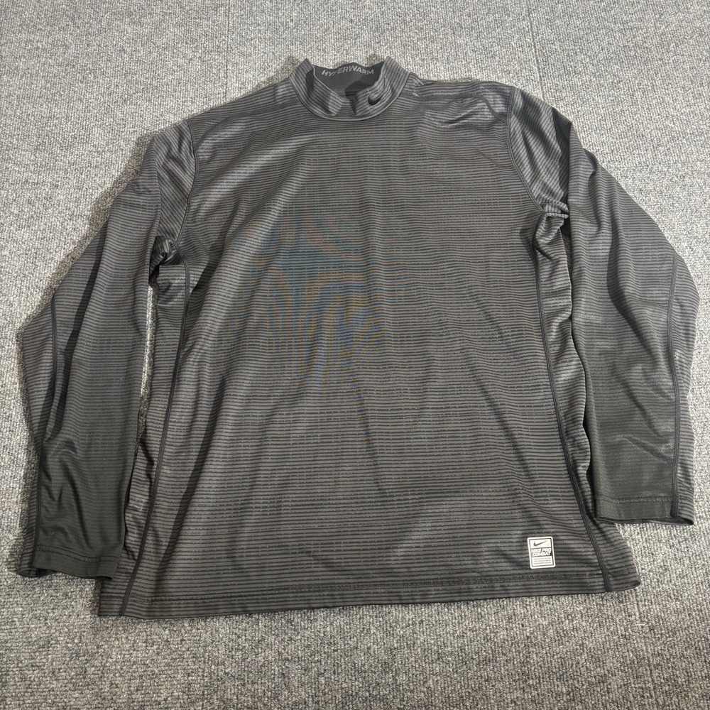 Nike Pro Combat Hyperwarm Shirt Mens XL Black Long Sleeve Dri-FIT Thermal Top